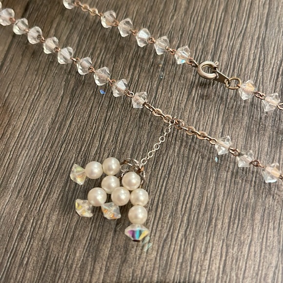 Vintage Cut Glass Crystal Y Necklace with Tassel - Picture 13 of 15